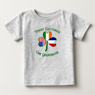 France Ireland USA Shamrock Flag Personalized Baby T-Shirt