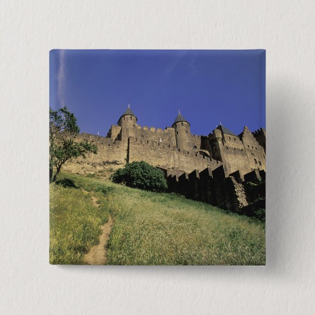 FRANCE, Languedoc Carcassonne 2 Inch Square Button (Front)