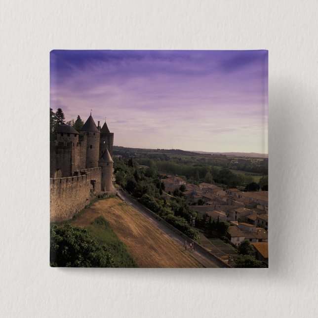 FRANCE, Languedoc Carcassonne 2 Inch Square Button (Front)