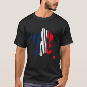 France Lettering In Map With French Flag Support T-Shirt