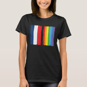 France LGBTQ Flag Rainbow Queer Gay T-Shirt