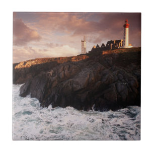 France, lighthouse at dawn tile