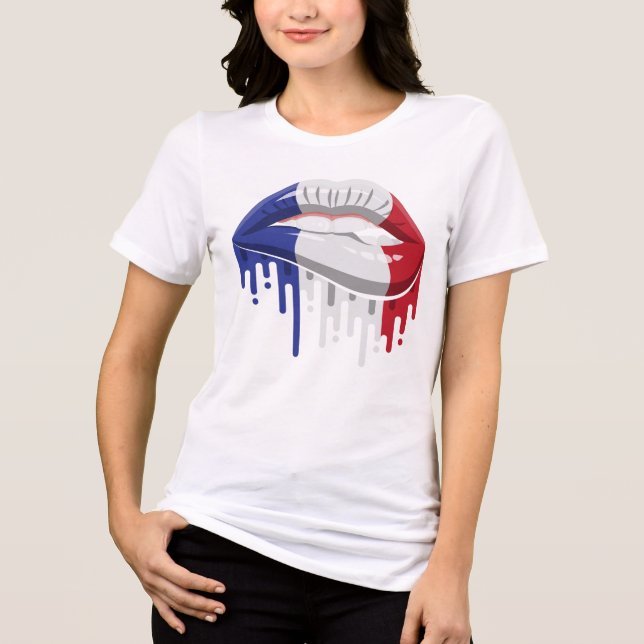 France lips pride root flag Tri-Blend shirt (Front)