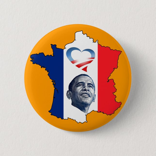 France Loves Obama 2 Inch Round Button (Front)