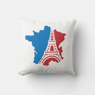 France Map & Eiffel Tower Throw Pillow
