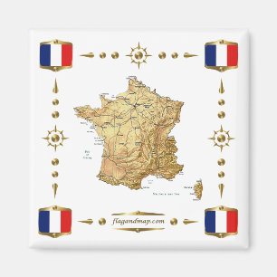 France Map + Flags Magnet