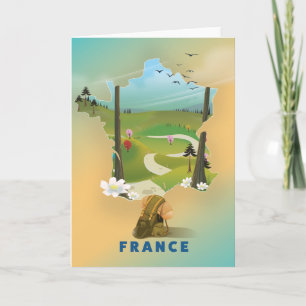 France map vintage travel poster holiday card