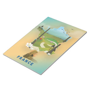 France map vintage travel poster notepad