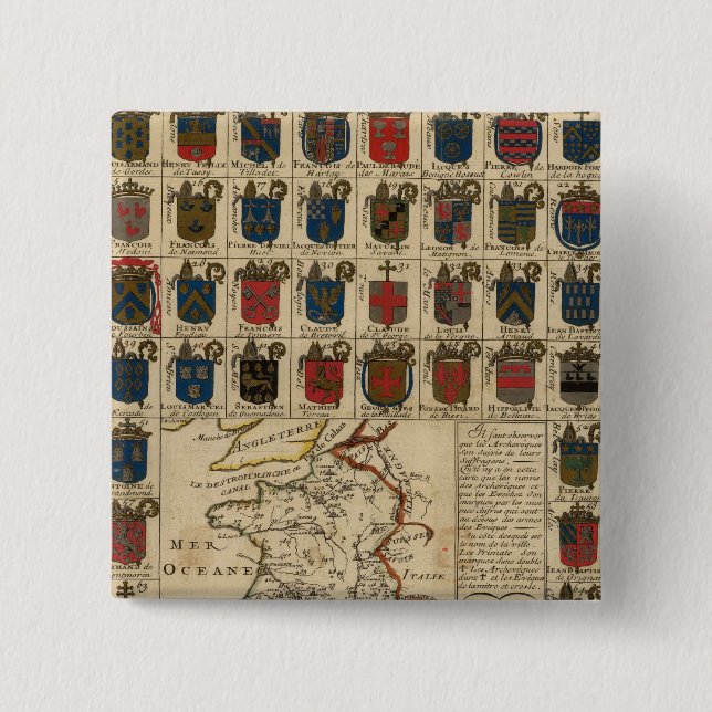 France Military 2 Inch Square Button (Front)