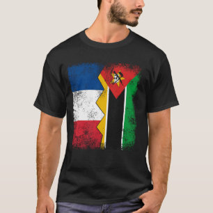 France Mozambique Flags Half Mozambican French Roo T-Shirt