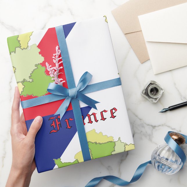 France National Colours And Map Wrapping Paper (Creator Uploaded)