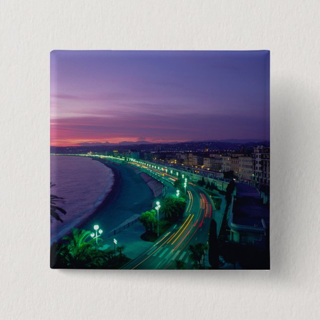 France, Nice. 2 Inch Square Button (Front)