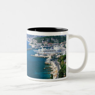 France, Nice, aerial view of the port Two-Tone Coffee Mug