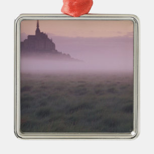 FRANCE, Normandy Mont St. Michel. Morning Mist Metal Ornament