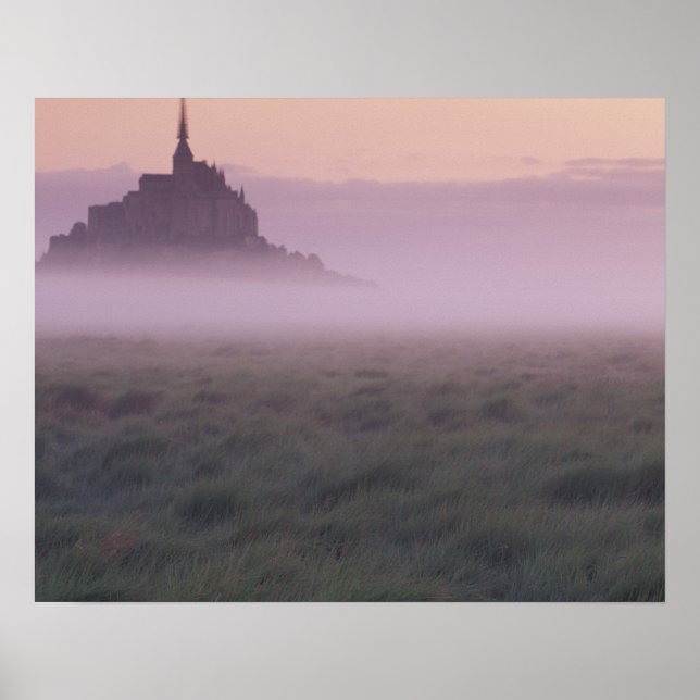 FRANCE, Normandy Mont St. Michel. Morning Mist Poster (Front)