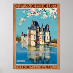 France Normandy Restored Vintage Travel Poster