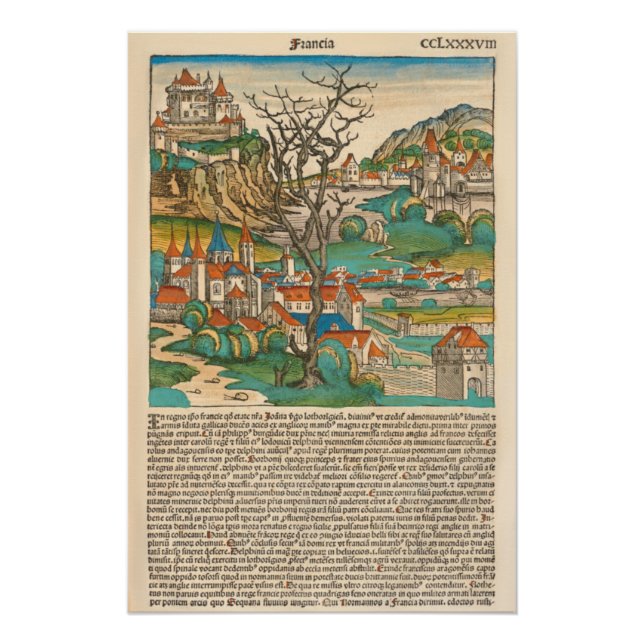 France Nuremberg Chronicle 1493 Medieval Old Book Poster (Front)