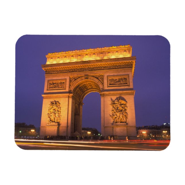 France, Paris, Arc de Triomphe at dusk. Magnet (Horizontal)