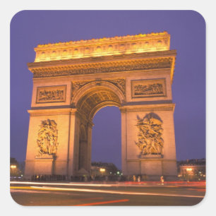 France, Paris, Arc de Triomphe at dusk. Square Sticker