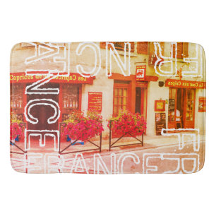 France Paris Cityscape Crêperie Restaurant Wine Bath Mat