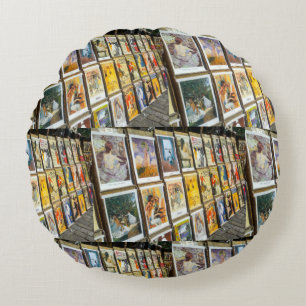 France Paris Cityscape Montmartre Area Art Sale Round Pillow