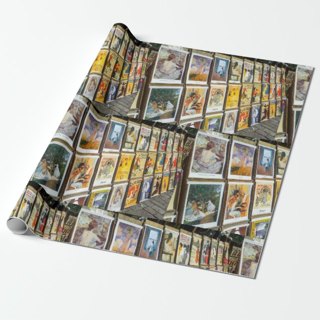 France Paris Cityscape Montmartre Area Art Sale Wrapping Paper (Unrolled)
