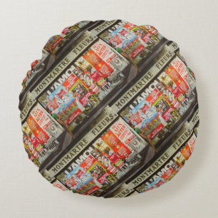 France Paris Cityscape Montmartre Fleurs Area Round Pillow
