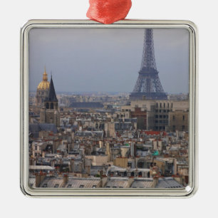France, Paris, cityscape with Eiffel Tower Metal Ornament