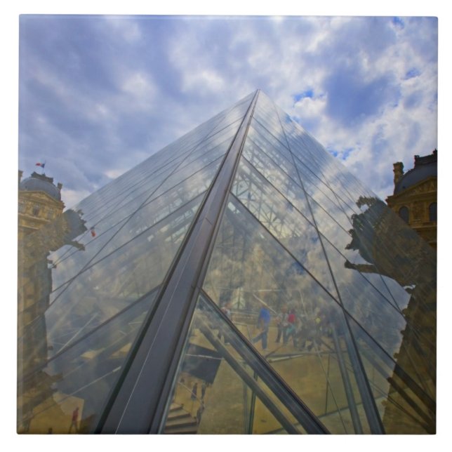 France, Paris. Clouds reflect off the Louvre Tile (Front)