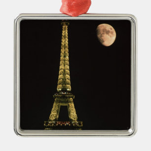 France, Paris. Eiffel Tower at night with Metal Ornament