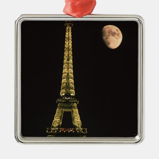 France, Paris. Eiffel Tower at night with Metal Ornament (Front)