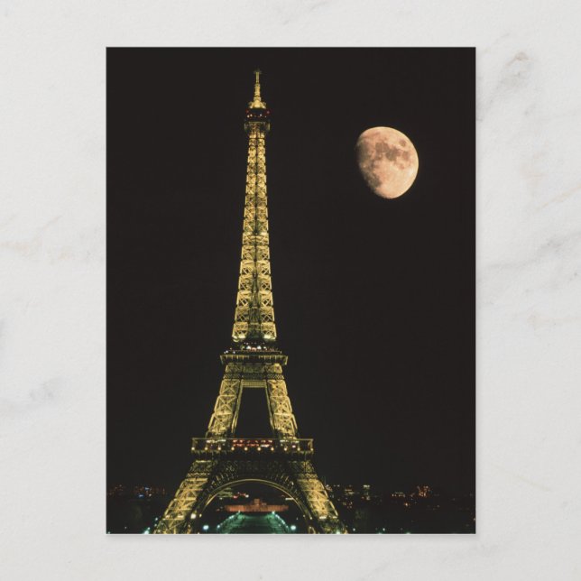 France, Paris. Eiffel Tower at night with Postcard (Front)