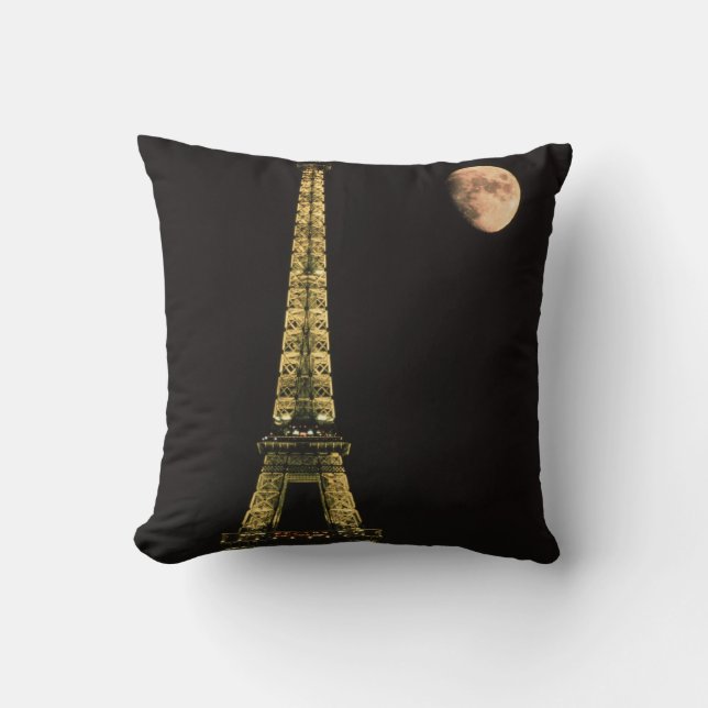 France, Paris. Eiffel Tower at night with Throw Pillow (Front)