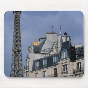 France, Paris, Eiffel Tower behind metro train Mouse Pad