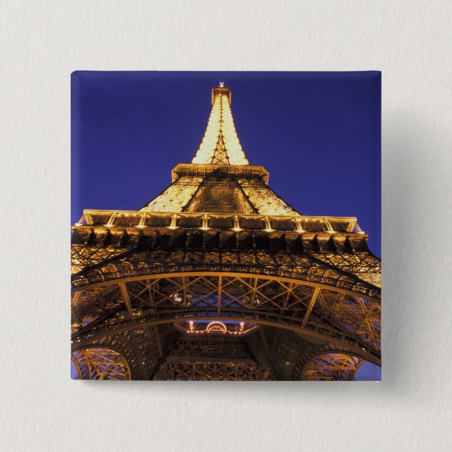 FRANCE, Paris Eiffel Tower, evening view 2 Inch Square Button (Front)