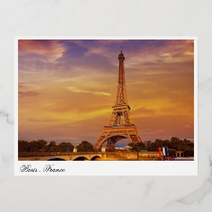 France, Paris, eiffel tower Foil Holiday Postcard