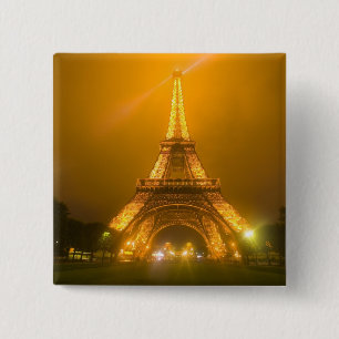 France, Paris. Eiffel Tower illuminated at 3 2 Inch Square Button