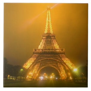 France, Paris. Eiffel Tower illuminated at 3 Tile