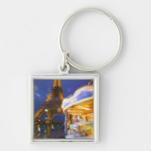 France, Paris. Eiffel Tower in twilight fog and Keychain