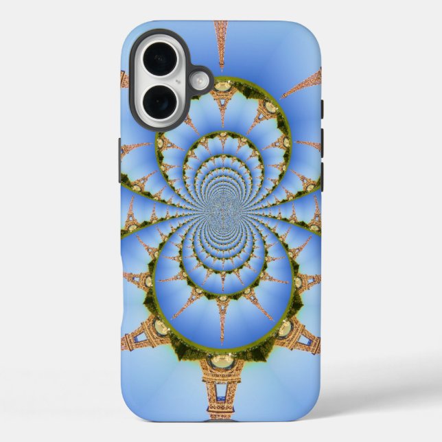 France Paris Eiffel Tower Kaleidoscope Blue Lovely Case-Mate iPhone Case (Back)
