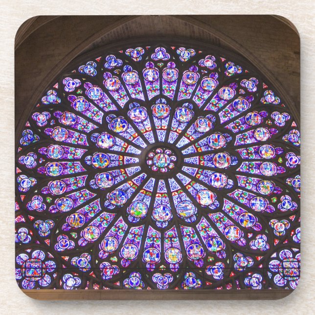 France, Paris. Interior detail of stained glass Coaster (Front)