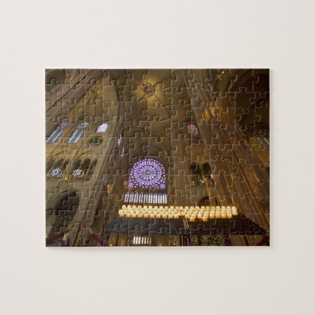 France, Paris. Interior of Notre Dame Cathedral. Jigsaw Puzzle (Horizontal)