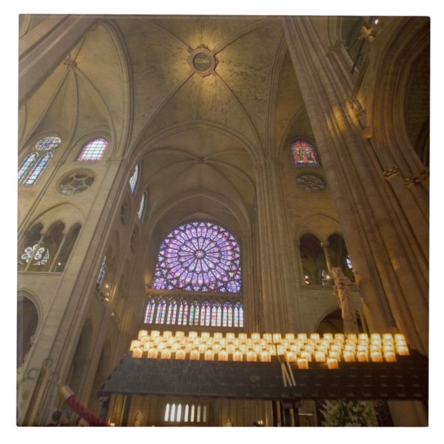 France, Paris. Interior of Notre Dame Cathedral. Tile (Front)
