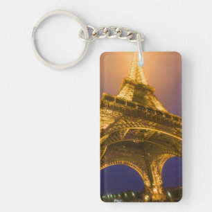 France, Paris. Looking up from base of Eiffel Keychain