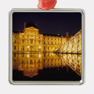 France, Paris, Louvre museum by night. Metal Ornament
