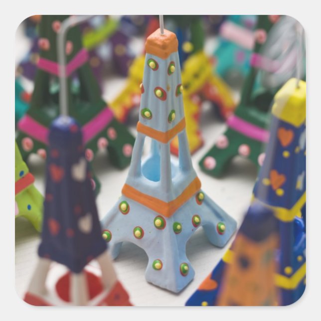 France, Paris, Miniature Eiffel Towers Square Sticker (Front)