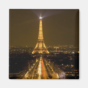 France, Paris. Nighttime view of Eiffel Tower Magnet
