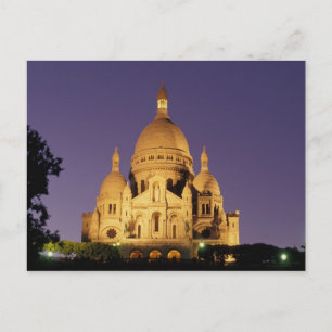 France, Paris, Sacré-Coeur at dusk. Postcard