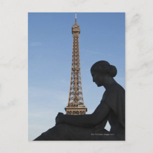 France, Paris, Statue of woman in front of Postcard