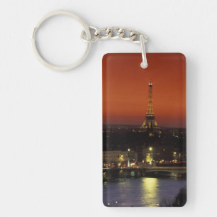 France, Paris Sunset view of Eiffel Tower and Keychain